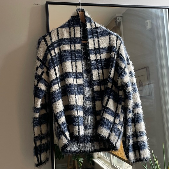 ANTHROPOLOGIE Plaid Sweater Jacket Size Small - Picture 1 of 3